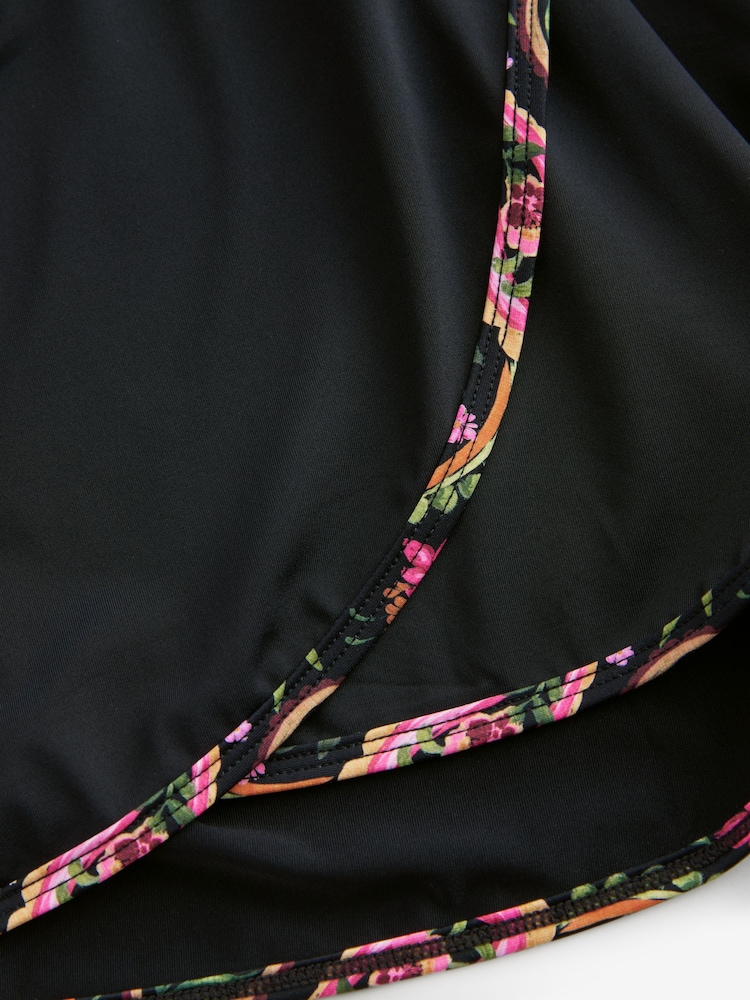 Black/Pink Paisley Long Sleeve Modesty Burkini Shaping Swimsuit - Image 11 of 11