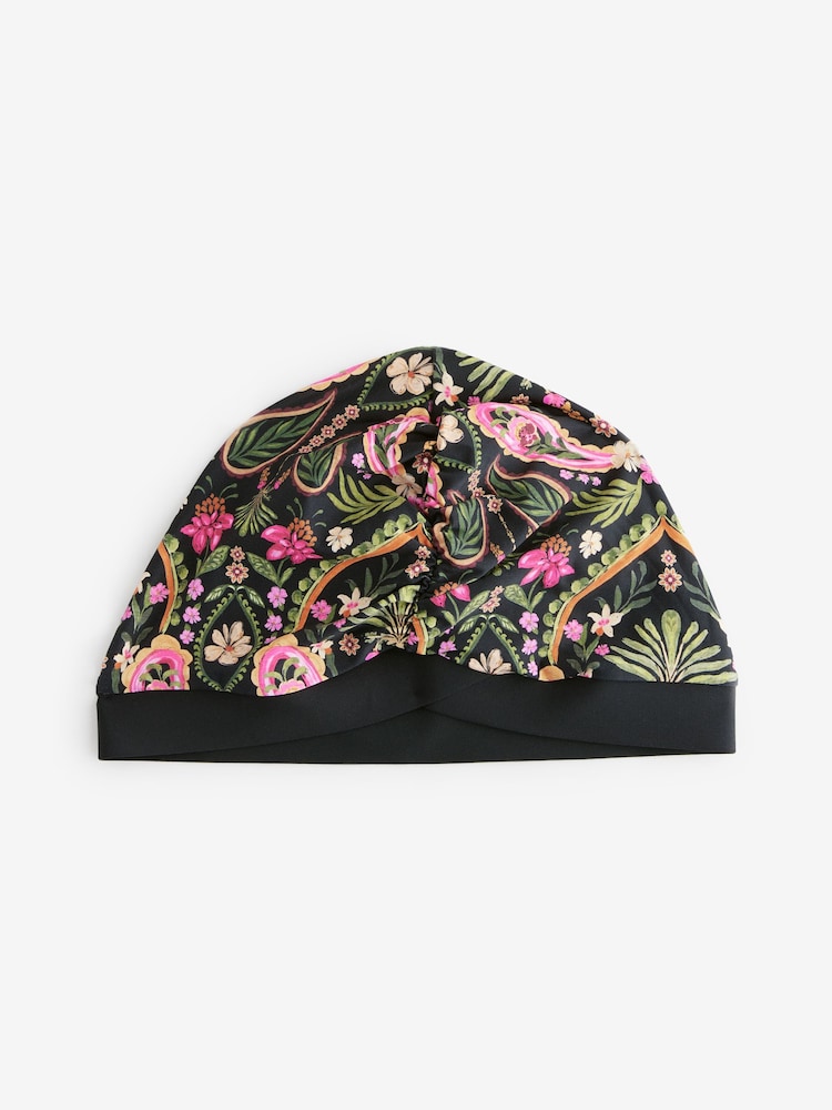 Black/Pink Paisley Long Sleeve Modesty Burkini Shaping Swimsuit - Image 9 of 11