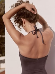 Chocolate Brown Hardware Bandeau Tummy Control Swimsuit - Image 5 of 6