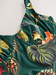 Dark Green Floral Tummy Control DD+ Wired Swimsuit - Image 8 of 9