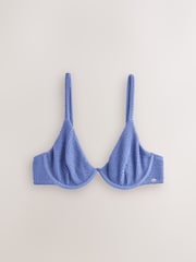 Bleu acier - Haut de bikini froissé non rembourré à armatures - Image 6 de 8