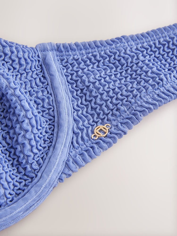 Bleu acier - Haut de bikini froissé non rembourré à armatures - Image 7 of 8