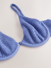 Bleu acier - Haut de bikini froissé non rembourré à armatures - Image 8 de 8