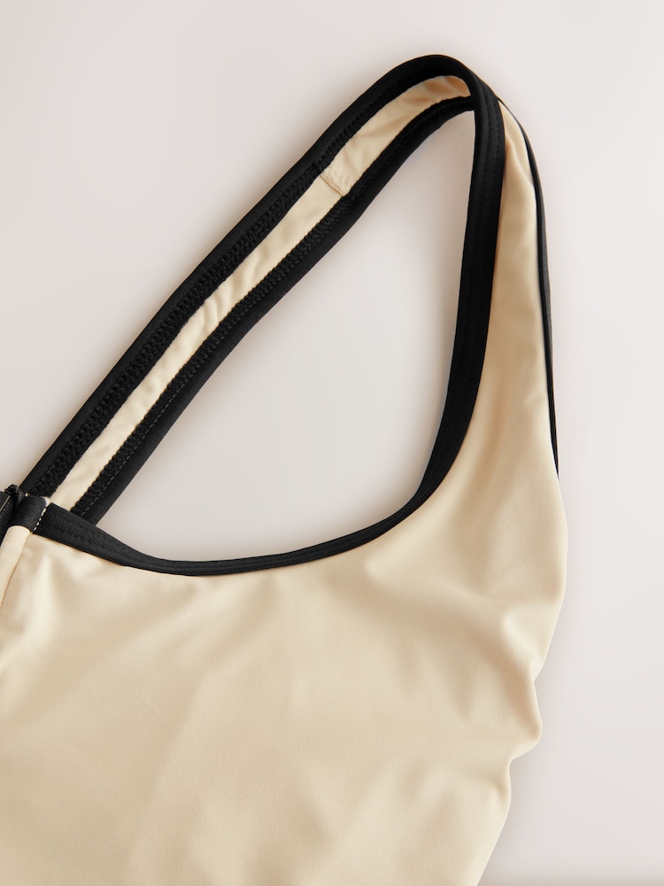 Ecru Zipped Shaping Tummy Control Swimsuit - Image 11 of 11
