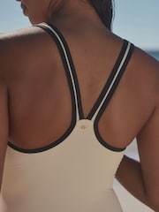 Ecru Zipped Shaping Tummy Control Swimsuit - Image 7 of 11