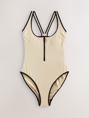 Ecru Zipped Shaping Tummy Control Swimsuit - Image 8 of 11