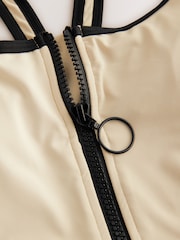 Ecru Zipped Shaping Tummy Control Swimsuit - Image 9 of 11