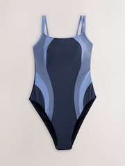 Blue Tummy Control Active Scoop Swimsuit - Image 6 of 9