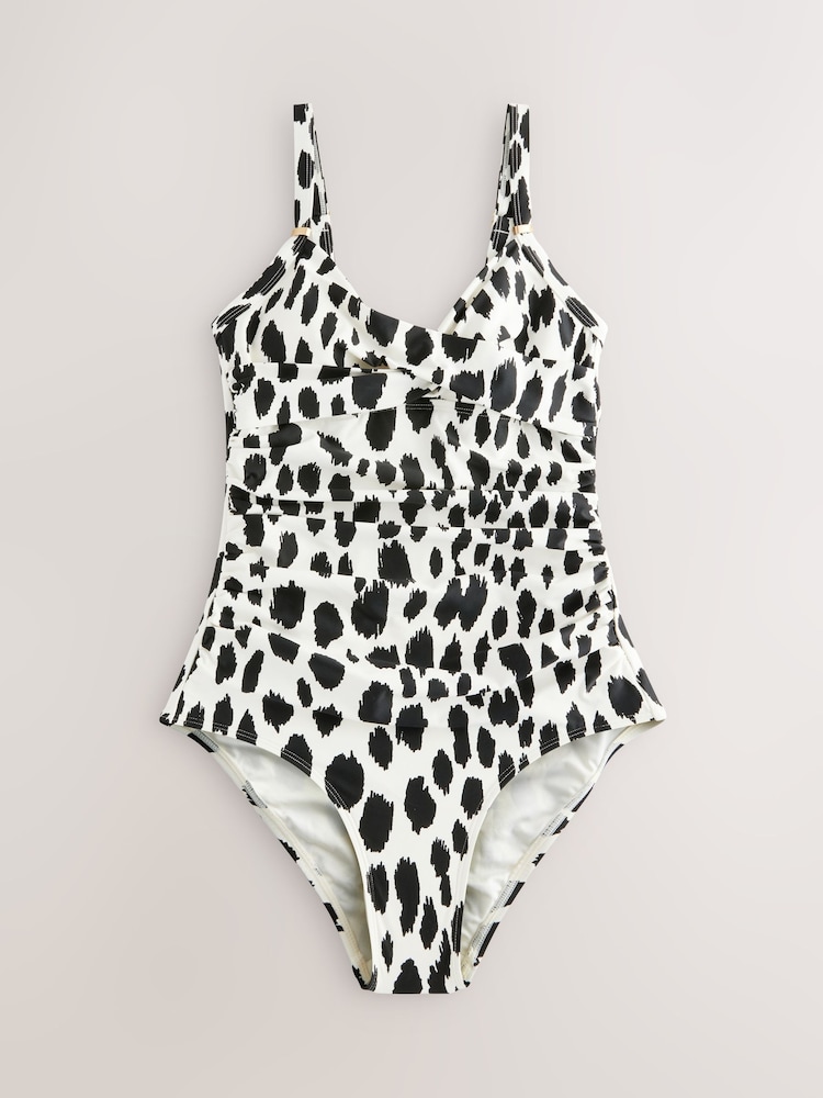 Black/Cream Dalmatian Shaping Tummy Control Swimsuit - Image 6 of 9