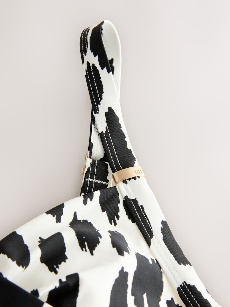 Black/Cream Dalmatian Shaping Tummy Control Swimsuit - Image 7 of 9