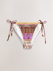 Léopard/Animal violet - Bas de bikini avec perles noué sur le côté - Image 6 de 8