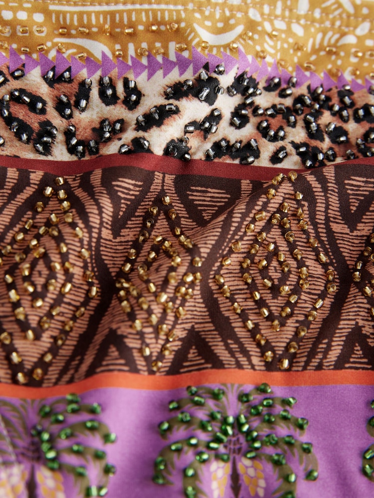 Léopard/Animal violet - Bas de bikini avec perles noué sur le côté - Image 8 de 8