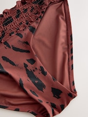 Tan Brown Animal Shirred High Leg Bikini Bottoms - Image 5 of 6