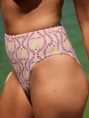 Pink/Yellow Lemon High Waist High Leg Tummy Control Bikini Bottoms - Image 3 of 7