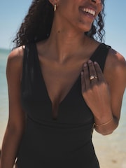 Black Plunge Shaping Tummy Control Swimsuit - Image 4 of 9