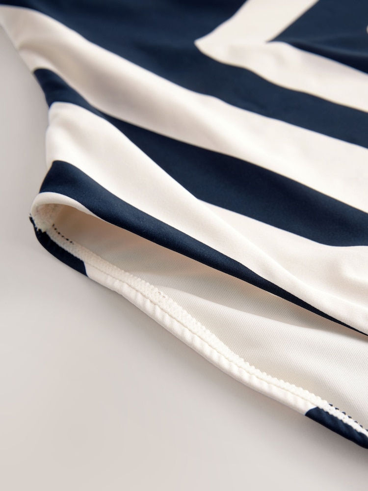 Navy/Cream Chevron Dd+ Wired Scoop Neck Tummy Control Swimsuit - Image 10 of 10