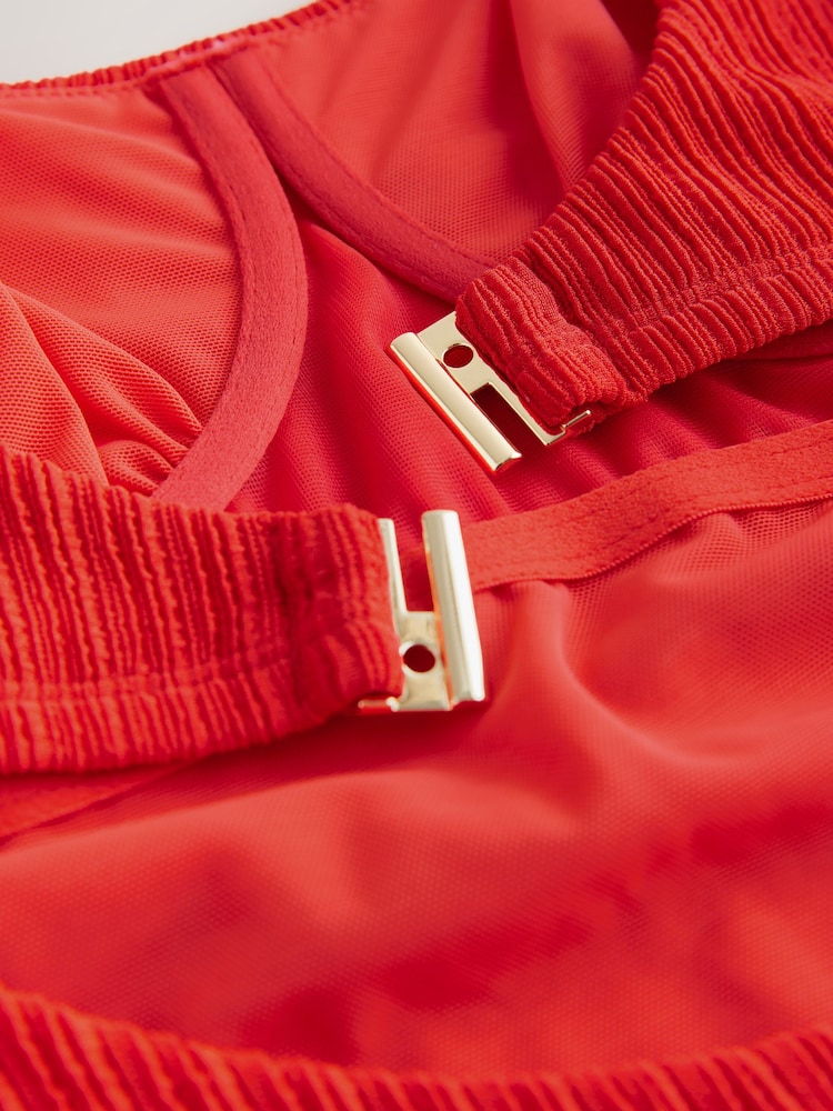 Red Rib Dd+ Wired Scoop Neck Tummy Control Swimsuit - Image 10 of 11