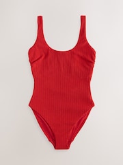 Red Rib Dd+ Wired Scoop Neck Tummy Control Swimsuit - Image 9 of 11