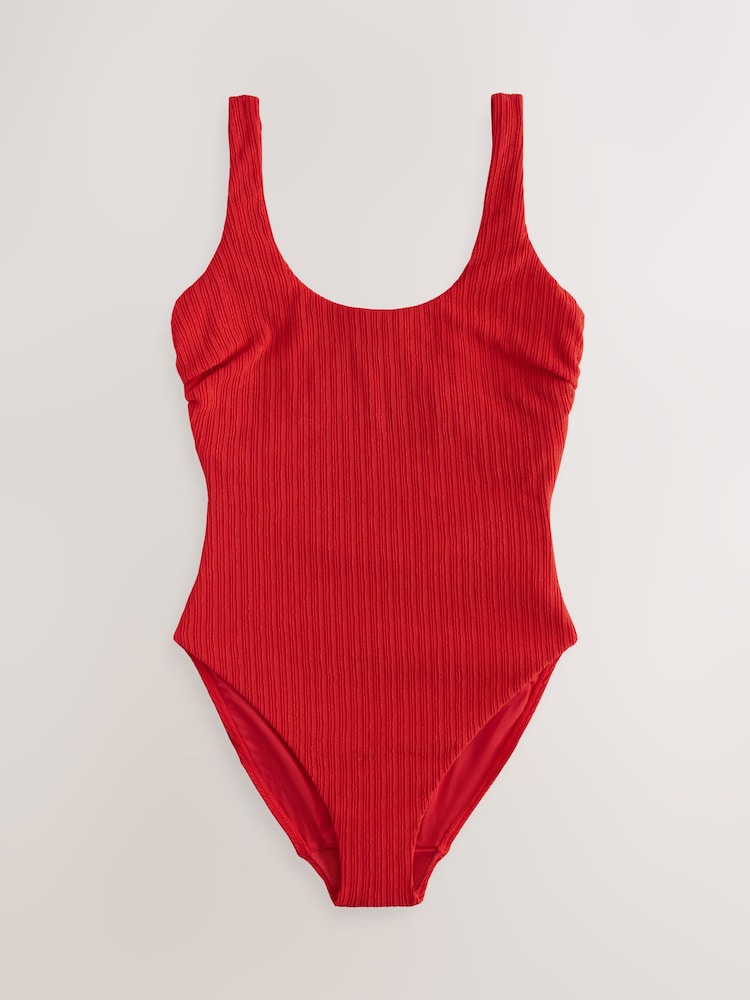 Red Rib Dd+ Wired Scoop Neck Tummy Control Swimsuit - Image 9 of 11