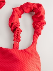 Red Pique Ruffle Crop Bikini Top - Image 8 of 9