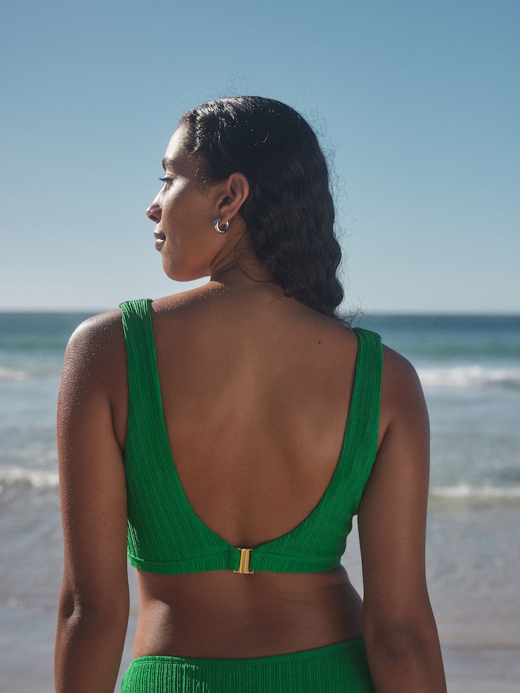 Green Rib DD+ Wired Crop Bikini Top - Image 2 of 11 Green Rib DD+ Wired Crop Bikini Top - Image 2 of 11