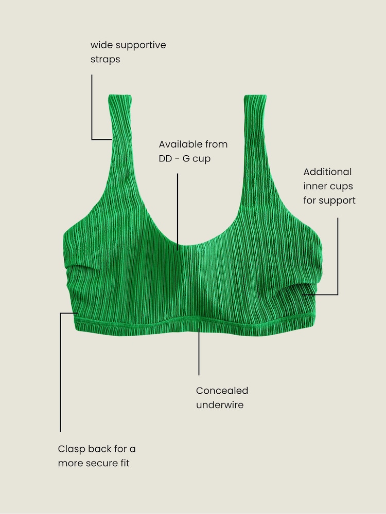Green Rib DD+ Wired Crop Bikini Top - Image 4 of 11
