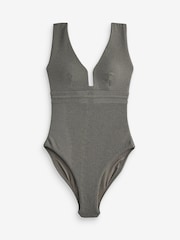 Khaki Green Glitter Plunge Shaping Tummy Control Swimsuit - Image 7 of 9