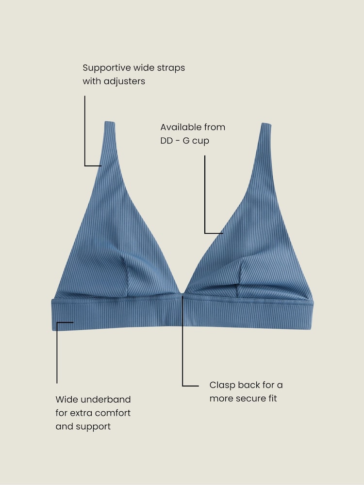 Acier bleu - DD+ Rib Plunge Bikini Top - Image 4 of 8