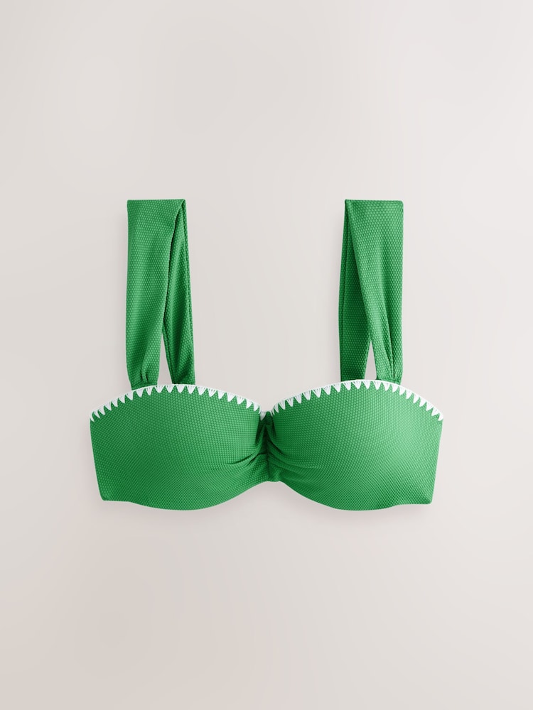 Vert piqué - Haut de bikini bandeau filaire - Image 7 of 9