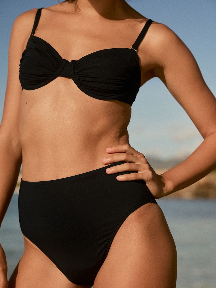 Black Midi Waist Period Bikini Bottoms - Image 1 of 10