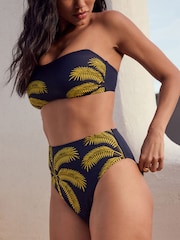 Bleu marine/citron vert brodé palmier - Bas de bikini - Image 1 of 4
