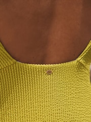 Green Texture Scoop Trim Tummy Control Swimsuit - Image 5 of 9