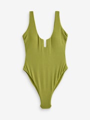 Green Texture Scoop Trim Tummy Control Swimsuit - Image 7 of 9