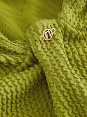 Green Texture Scoop Trim Tummy Control Swimsuit - Image 9 of 9