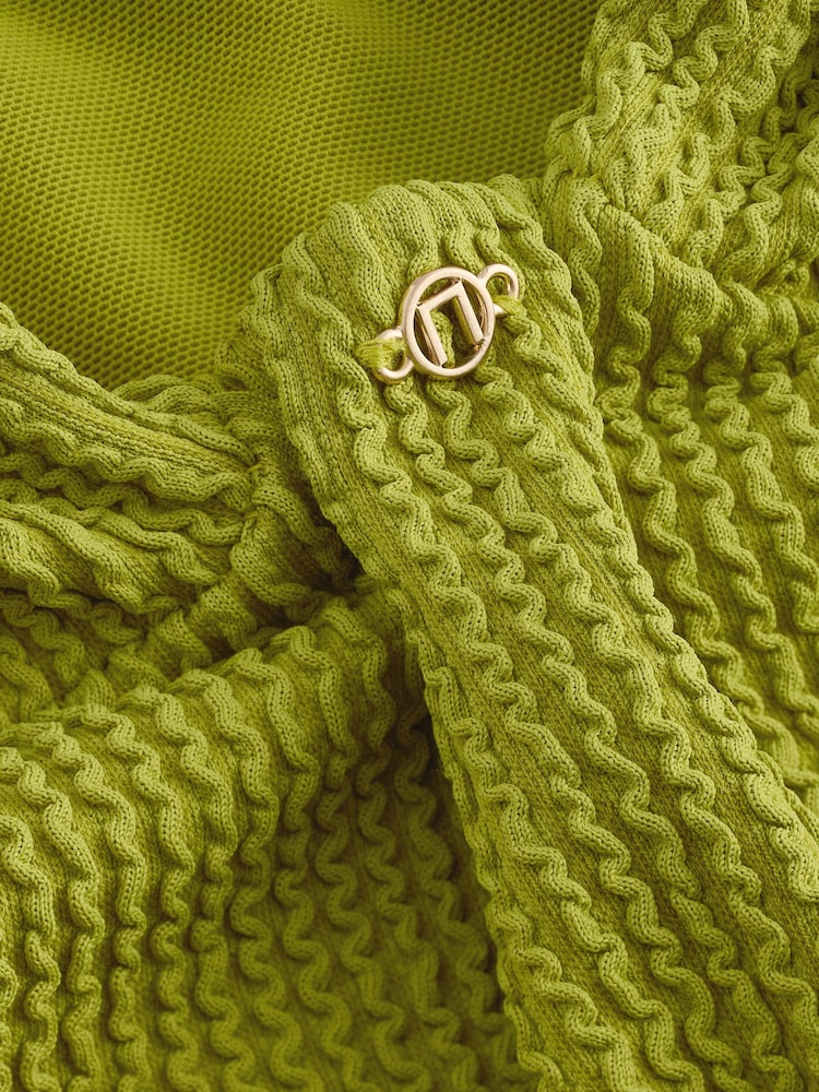 Green Texture Scoop Trim Tummy Control Swimsuit - Image 9 of 9