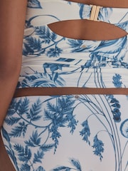 Floral blanc/bleu - Débardeur bandeau à Tankini bretelles larges - Image 5 de 7