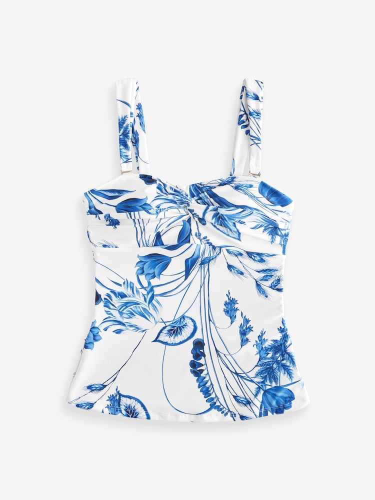 Floral blanc/bleu - Débardeur bandeau à Tankini bretelles larges - Image 7 de 7