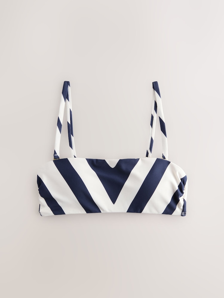 Marineblauw/wit visgraatpatroon - Bandeau-bikinitop - Image 6 of 8