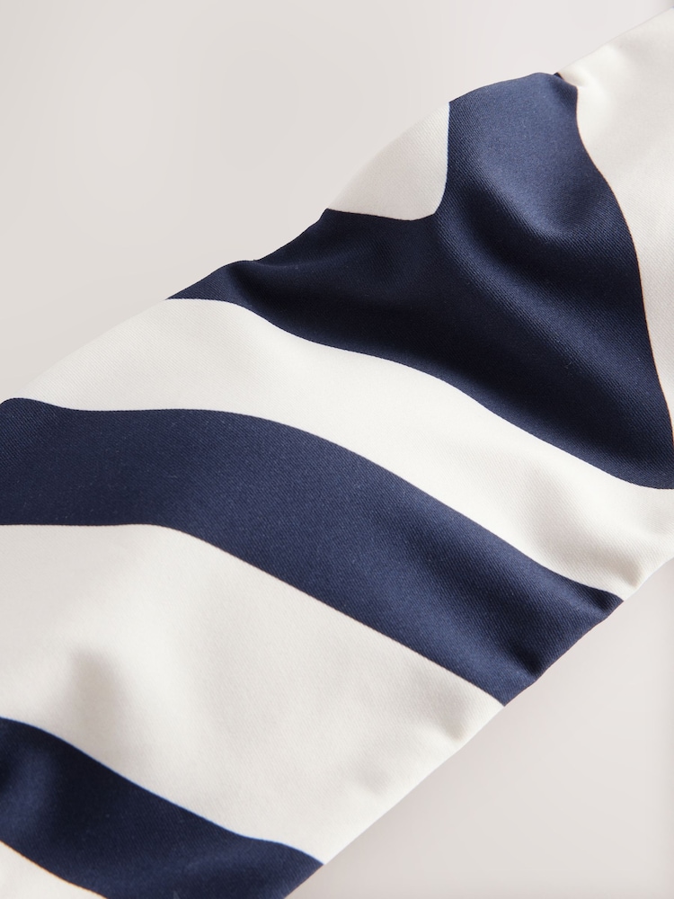 Marineblauw/wit visgraatpatroon - Bandeau-bikinitop - Image 7 of 8