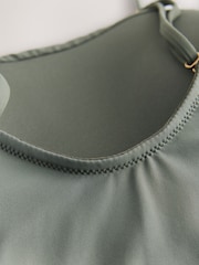 Verde caqui - Traje de baño de palabra de honor con bordados y efecto reductor del vientre - Imagen 10 de 11