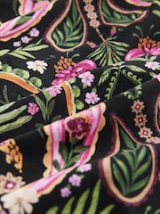 Black/Pink Paisley Maternity Cutout Frill Sleeve Swimsuit - Image 5 of 7