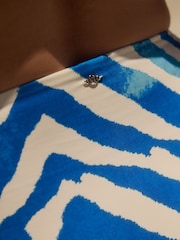 Zèbre bleu/blanc - Bas de bikini taille haute drapé - Image 4 de 7