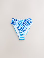 Zèbre bleu/blanc - Bas de bikini taille haute drapé - Image 5 de 7