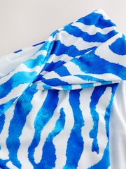 Zèbre bleu/blanc - Bas de bikini taille haute drapé - Image 6 de 7