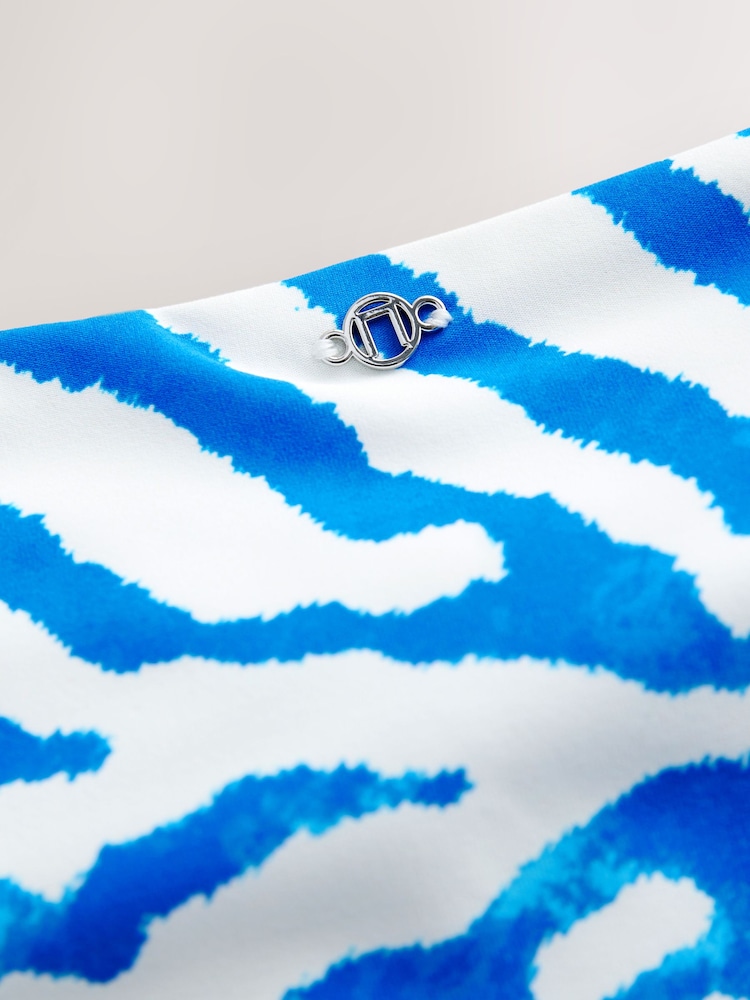 Zèbre bleu/blanc - Bas de bikini taille haute drapé - Image 7 de 7