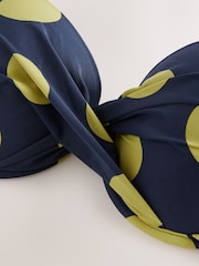 Navy/Lime Green Spot Padded Wired Plunge Bikini Top - Image 7 of 7