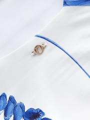 White/Blue Floral Plunge Shaping Tummy Control Swimsuit - Image 9 of 10