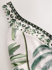 Ecru Palm Ruched Side Tummy Shaping Control Swimsuit - Image 9 of 10