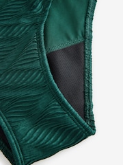 Dark Green Textured High Neck Period Swimsuit - Image 11 of 11