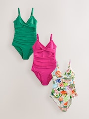 Fruit/Green/Pink Tummy Control Swimsuit 3 Pack - Image 1 of 9